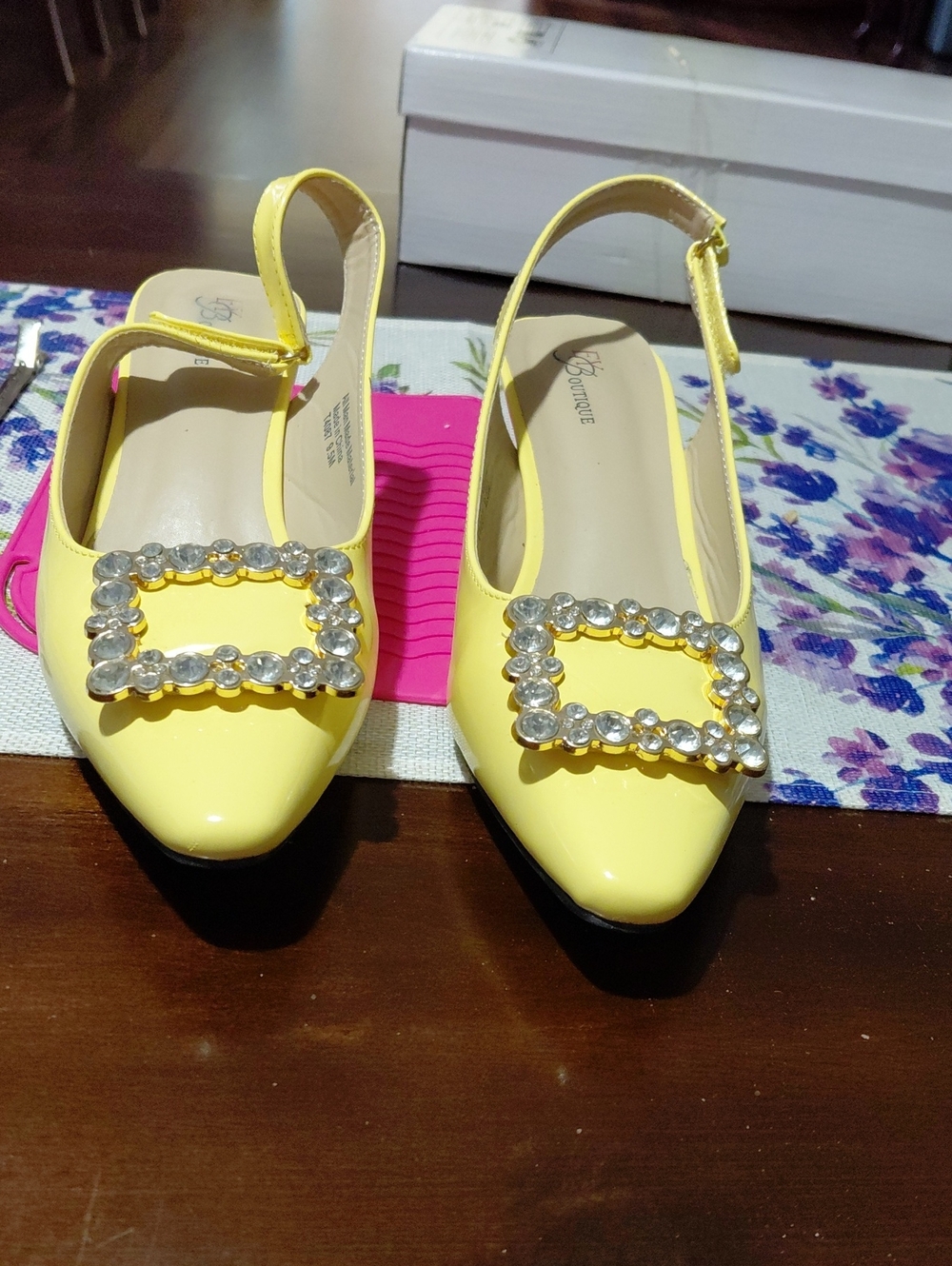 Yellow Embellished Slingback Flats - Women 9.5 2inches Especially Yours No Box